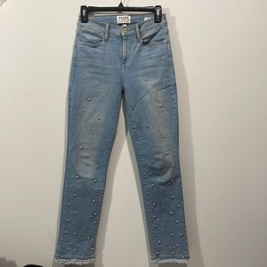 FRAME Le High Pearl Straight Leg Cropped jeans